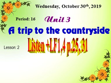 Bài giảng Tiếng Anh Lớp 9 - Unit 3: A trip to the countryside - Period 16, Lesson 2: Listen + LF1, 4