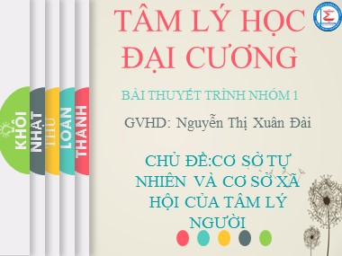 Bài thuyết trình môn Tâm lý học đại cương - Chủ đề: Cơ sở tự nhiên và cơ sở xã hội của tâm lý người - Nguyễn Thị Xuân Đài