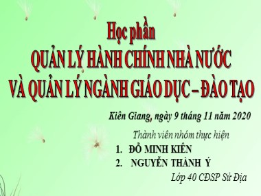 Bài thuyết trình Quản lý hành chính nhà nước và quản lý ngành Giáo dục - Đào tạo - Đỗ Minh Kiên