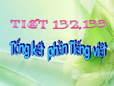 Bài giảng Ngữ văn Lớp 6 - Tiết 132+133: Tổng kết phần Tiếng Việt
