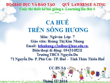 Bài giảng Ngữ văn Lớp 7 - Bài 28: Ca Huế trên sông Hương - Hoàng Thị Kim Nhung
