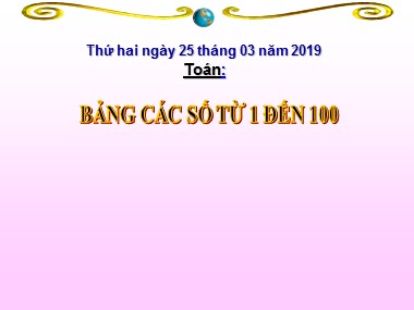 Bài giảng Toán Lớp 1 - Bảng các số từ 1 đến 100