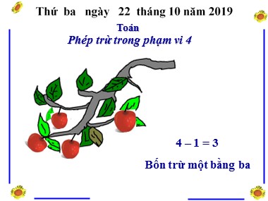 Bài giảng Toán Lớp 1 - Phép cộng trong phạm vi 4 - Năm học 2019-2020