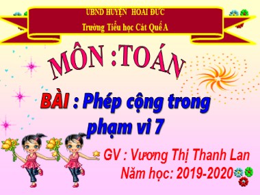 Bài giảng Toán Lớp 1 - Phép cộng trong phạm vi 7 - Vương Thị Thanh Lan