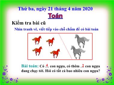 Bài giảng Toán Khối 1 - Giải toán có lời văn - Năm học 2019-2020 (Bản đẹp)