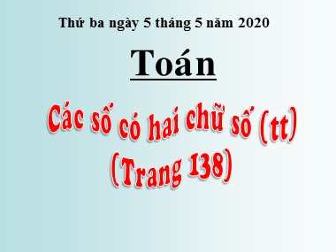 Bài giảng Toán Lớp 1 - Các số có hai chữ số (Tiếp theo) (Trang 138)