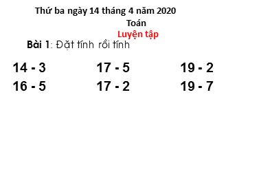 Bài giảng Toán Lớp 1 - Luyện tập chung (Trang 114) - Năm học 2019-2020