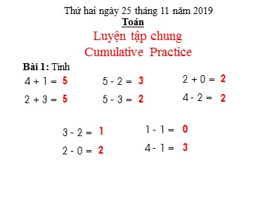 Bài giảng Toán Lớp 1 - Luyện tập chung (Trang 64) - Năm học 2019-2020