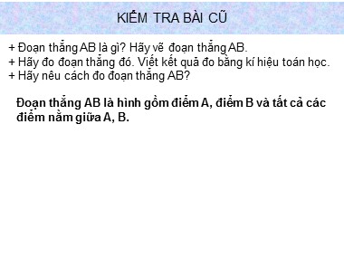 Bài giảng Toán Khối 1 - Độ dài đoạn thẳng