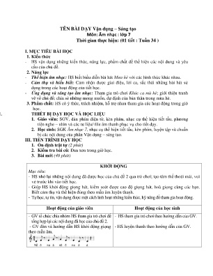 Âm Nhạc Lớp 7 - Bài: Vận dụng - Sáng tạo (1 tiết - Tuần 34)