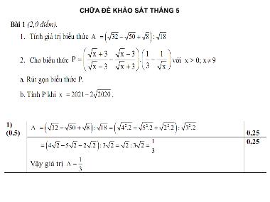 Bài giảng Chữa đề khảo sát tháng 5 môn Toán Lớp 9