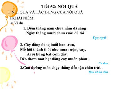 Bài giảng Ngữ Văn Lớp 8 - Tiết 52. Nói Quá - Nguyễn Thị Quý
