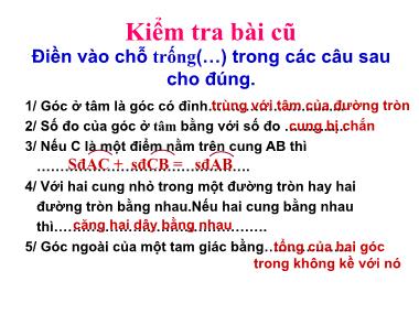 Bài giảng Toán Học Lớp 9 - Bài 3: Góc nội tiếp
