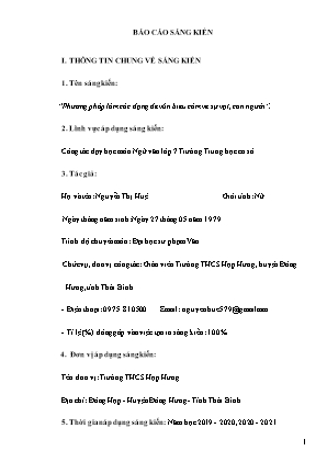 Báo cáo Sáng kiến Phương pháp làm các dạng đề văn biểu cảm về sự vật, con người