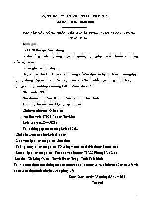 Báo cáo Sáng kiến Sử dụng tài liệu lịch sử trong dạy học nội dung: Sự ra đời của Đảng cộng sản Việt Nam nhằm tạo hứng thú, tích cực học tập của học sinh lớp 9 trường THCS Phong Huy Lĩnh
