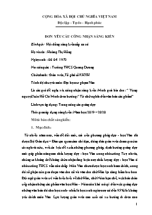 Báo cáo SKKN Minh giải bài thơ “ Vọng nguyệt” của Hồ Chí Minh theo hướng “ Từ chữ nghĩa đến văn bản tác phẩm”