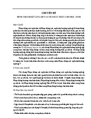 Chuyên đề Hình thành kĩ năng rèn luyện bản thân cho học sinh