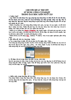 Chuyên đề Lý thuyết sử dụng công cụ Padlet trong dạy học môn Ngữ Văn