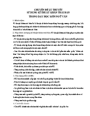 Chuyên đề Lý thuyết sử dụng kĩ thuật khăn trải bàn trong dạy học môn Ngữ Văn