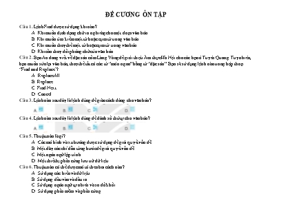 Đề cương ôn tập cuối năm môn Tin Học Lớp 6 (Có đáp án)
