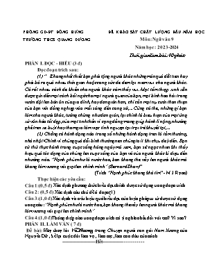Đề khảo sát chất lượng đầu năm học môn Ngữ Văn Lớp 9 năm học 2023-2024 - Trường THCS Quang Dương (Có đáp án)