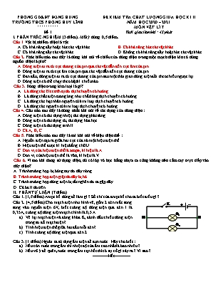 Đề kiểm tra chất lượng giữa học kì II năm học 2020-2021 môn Vật Lí Lớp 6, 7 - Trường THCS Phong Huy Lĩnh (Có đáp án)