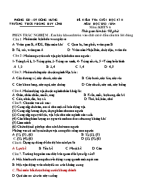 Đề kiểm tra cuối học kì II năm học 2023-2024 môn KHTN Lớp 6 - Đề 2 - Trường THCS Phong Huy Lĩnh (Có đáp án)