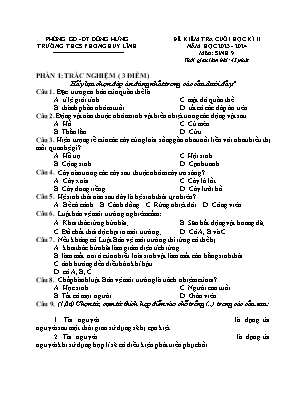 Đề kiểm tra cuối học kì II năm học 2023-2024 môn Sinh Học Lớp 9 - Đề 2 - Trường THCS Phong Huy Lĩnh (Có đáp án)