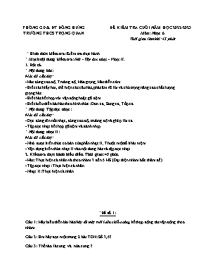 Đề kiểm tra cuối năm học 2022-2023 môn Âm nhạc Lớp 6 - Trường THCS Trọng Quan