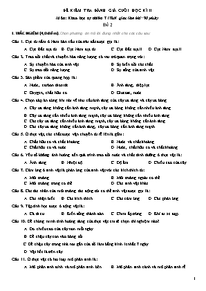 Đề kiểm tra đánh giá cuối học kì II môn Khoa học tự nhiên Lớp 7 - Đề 2 (Có đáp án)