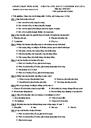 Đề kiểm tra giữa học kì II năm học 2020-2021 môn Sinh Học Lớp 6 - Đề 1 - Trường TH&THCS Đông Vinh (Có đáp án)