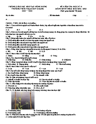 Đề kiểm tra học kì II môn KHTN Lớp 7 năm học 2022-2023 - Trường THCS Phạm Huy Quang (Có đáp án)