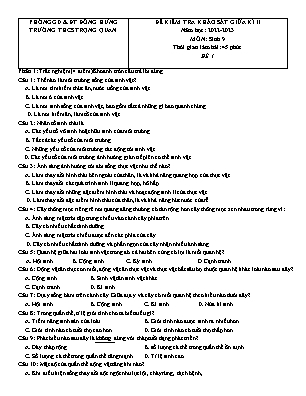 Đề kiểm tra khảo sát giữa kì II năm học 2022-2023 môn Sinh Lớp 9 - Trường THCS Trọng Quan (Có lời giải)