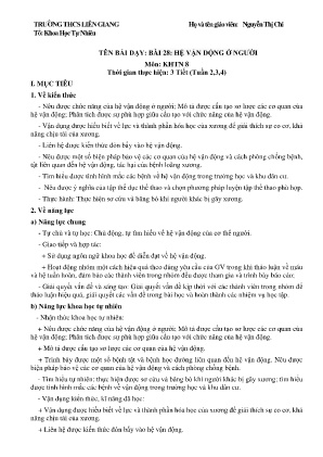 Giáo án Bài 28: Dinh dưỡng và tiêu hóa ở người môn KHTN Lớp 8 (3 tiết) - Nguyễn Thị Chi