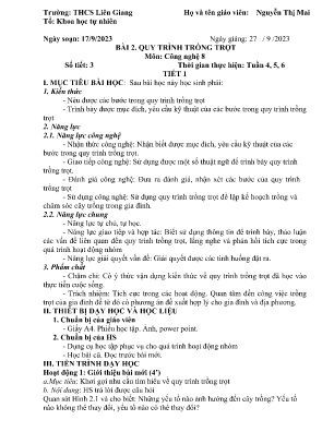 Giáo án Công Nghệ Lớp 8 - Bài 2: Quy trình trồng trọt (3 tiết) - Nguyễn Thị Mai