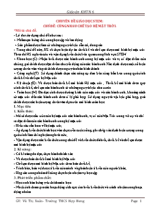 Giáo án KHTN Lớp 6 - Chuyên đề: Giáo dục Stem - Chủ đề: Cùng nhau chế tạo hệ mặt trời - Vũ Thị Xuân