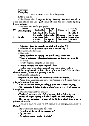 Giáo án Tiết 24 + 25: Stem: Xây cầu (2 tiết)