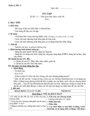 Giáo án Tin Học Lớp 8 - Tuần 8