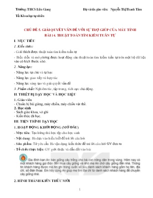 Kế hoạch bài dạy Tin Học Lớp 7 - Chủ đề 5. Bài 14: Thuật toán tìm kiếm tuần tự - Nguyễn Thị Thanh Tâm
