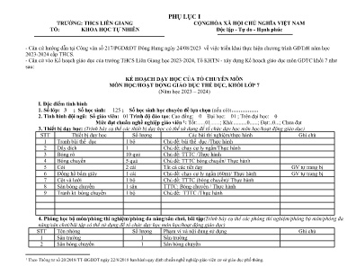 Kế hoạch dạy học môn GDTC Lớp 7 - Năm học 2023-2024 - Trường THCS Liên Giang
