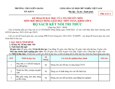 Kế hoạch dạy học môn Toán Lớp 8 (Sách Kết nối tri thức) - Năm học 2023-2024 - Bùi Thị Chinh