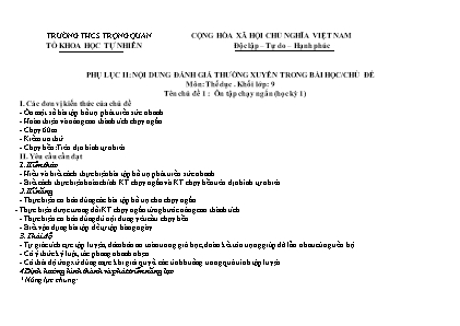 Kế hoạch giáo dục môn Thể Dục Khối Lớp 9 năm học 2021-2022 - Trường THCS Trọng Quan