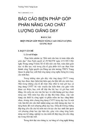 Sáng kiến kinh nghiệm Báo cáo biện pháp góp phần nâng cao chất lượng giảng dạy