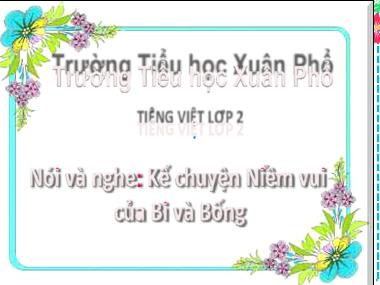 Bài giảng Tiếng Việt 2 - Nói và nghe: Kể chuyện Niềm vui của Bi và Bống (Tiết 4)(GV: Cao Thị Hồng Hạnh)