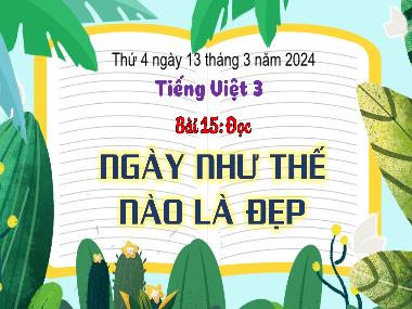 Bài giảng Tiếng Việt 3 - Bài 15: Đọc: Ngày như thế nào là đẹp (NH 2023-2024)(GV: Trần Thị Vân)