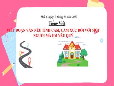 Bài giảng Tiếng Việt 3 KNTT - Tuần 5, Bài: Viết đoạn văn nêu tình cảm, cảm xúc đối với một người mà em yêu quý (GV: Cao Thị Kim Nga)