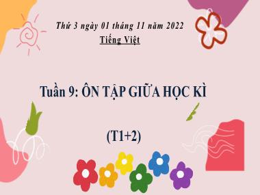 Bài giảng Tiếng Việt 3 KNTT - Tuần 9: Ôn tập giữa Học kì I (Tiết 3+4)(GV: Cao Thị Kim Nga)