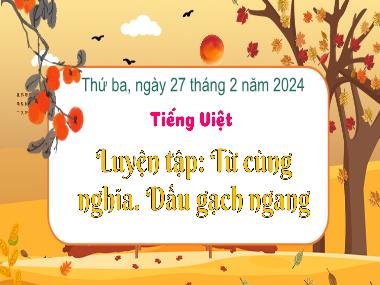 Bài giảng Tiếng Việt 3 - Luyện tập: Từ cùng nghĩa. Dấu gạch ngang (NH 2023-2024)(GV: Trần Thị Vân)