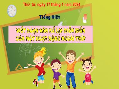 Bài giảng Tiếng Việt 3 - Luyện tập: Viết đoạn văn kể lại diễn biến của một hoạt động ngoài trời (NH 2023-2024)(GV: Trần Thị Vân)