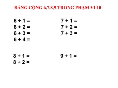 Bài giảng Toán 1 - Bài 43: Bảng cộng 6, 7, 8, 9 trong phạm vi 10 (NH 2022-2023)(GV: Phan Thị Tú Oanh)